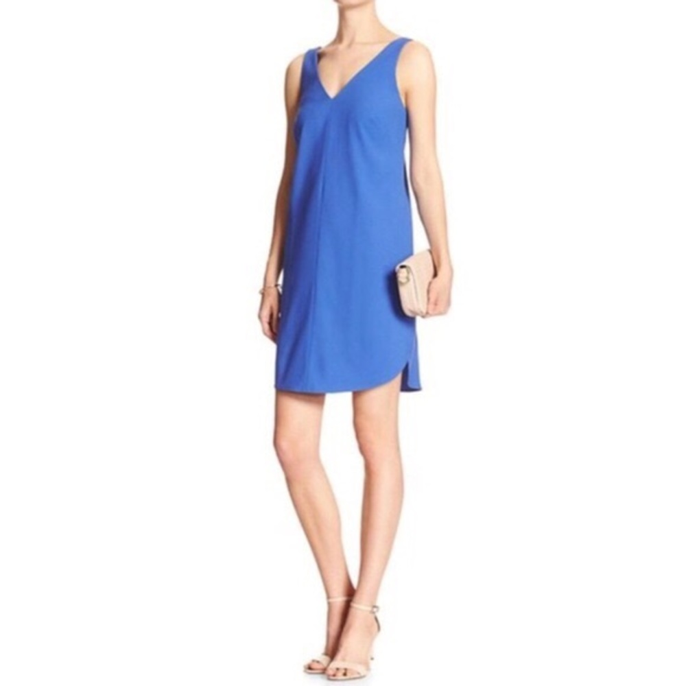 BR Vibrant Royal Blue V-Neck Shift Dress